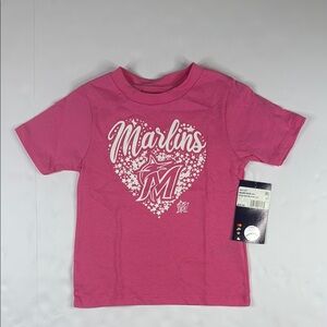 MLB Miami Marlins Pink Short Sleeve Tee with Heart‎ Design 3T NEW WITH TAGS
